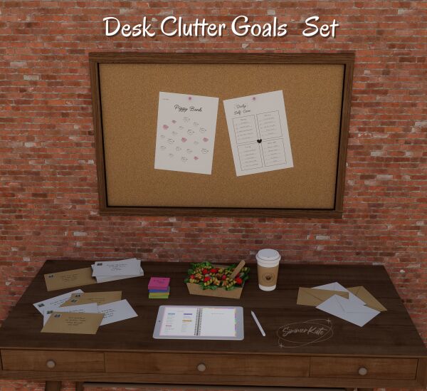 Desk Clutter Goals Set Sims 4 CC