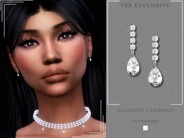 Stunning Diamond Earrings by Glitterberryfly Sims 4 CC