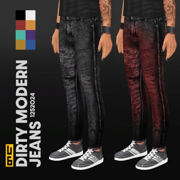 Stylish Dirty Modern Jeans for Men Sims 4 CC