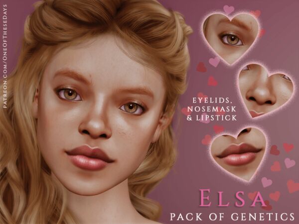 Elsa – Genetics: Eyelids, Nosemask, Lipstick Sims 4 CC