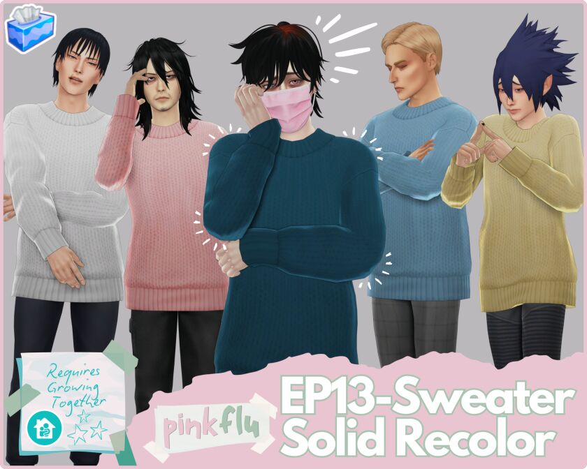 Solid Sweater Recolor for Cozy Looks Sims 4 CC