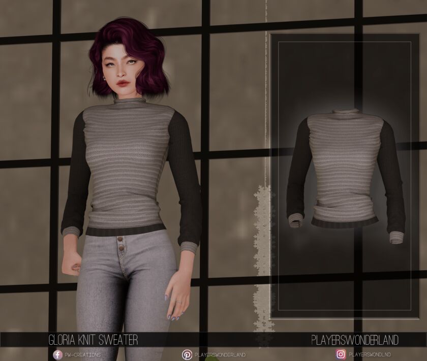 Cozy Gloria Knit Sweater for Female Sims Sims 4 CC