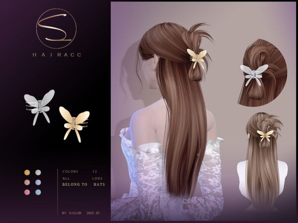 Stylish Hair Accessories 020225 by S-Club Sims 4 CC