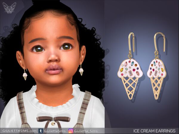 Cute Ice Cream Earrings for Toddlers Sims 4 CC