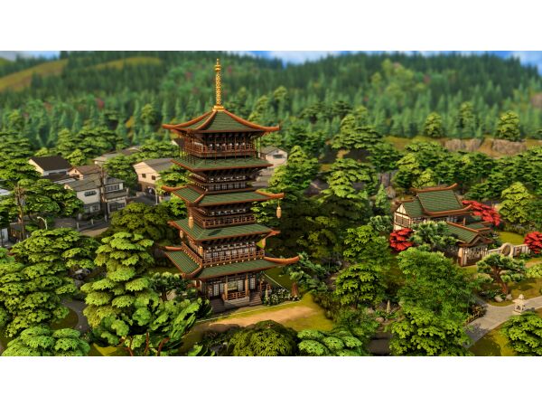 Stunning Japanese Temple Build Sims 4 CC