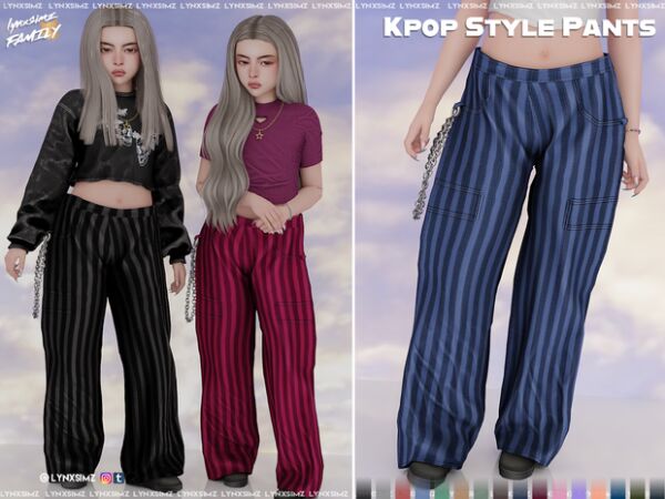 Kpop Style Cargo Pants for Kids Sims 4 CC