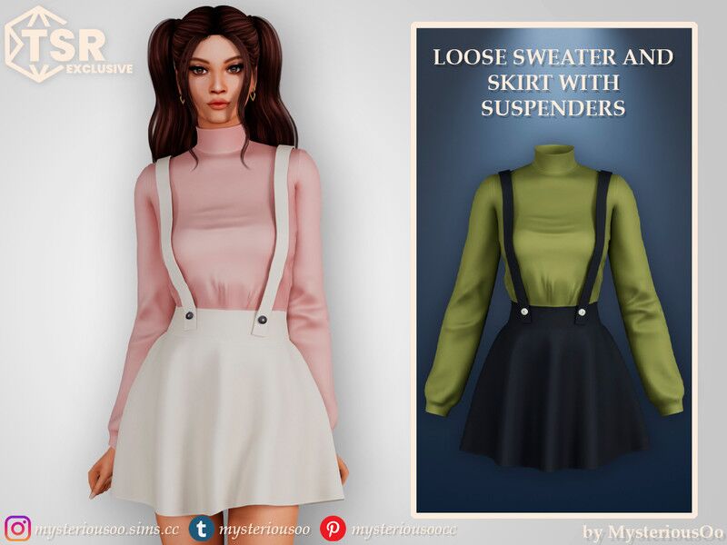 Chic Loose Sweater and Skirt Combo Sims 4 CC