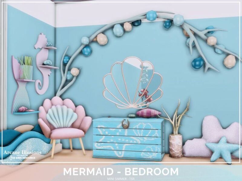 sims 4 cc mermaid bedroom by mini simmer 2