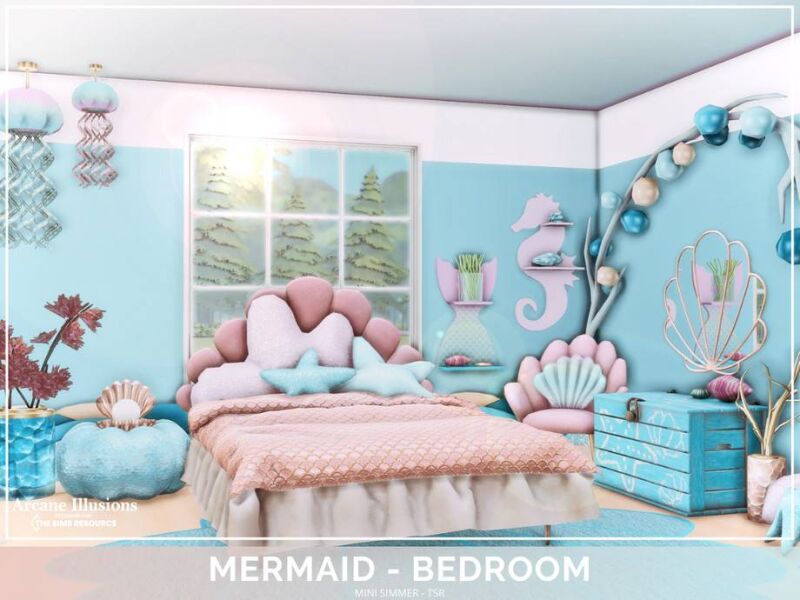 sims 4 cc mermaid bedroom by mini simmer 3