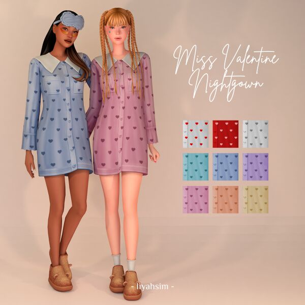 Miss Valentine Nightgown by Liyahsim Sims 4 CC