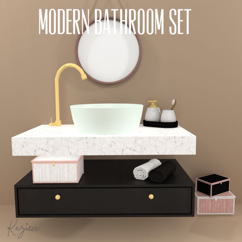 sims 4 cc modern bathroom set by kaziecc 3