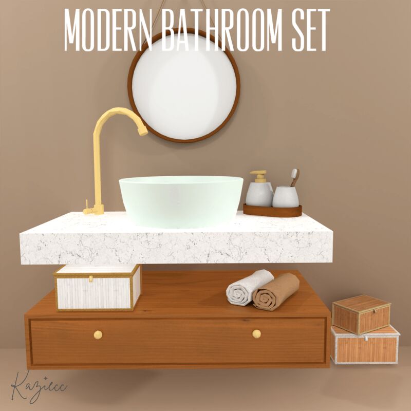 sims 4 cc modern bathroom set by kaziecc 4