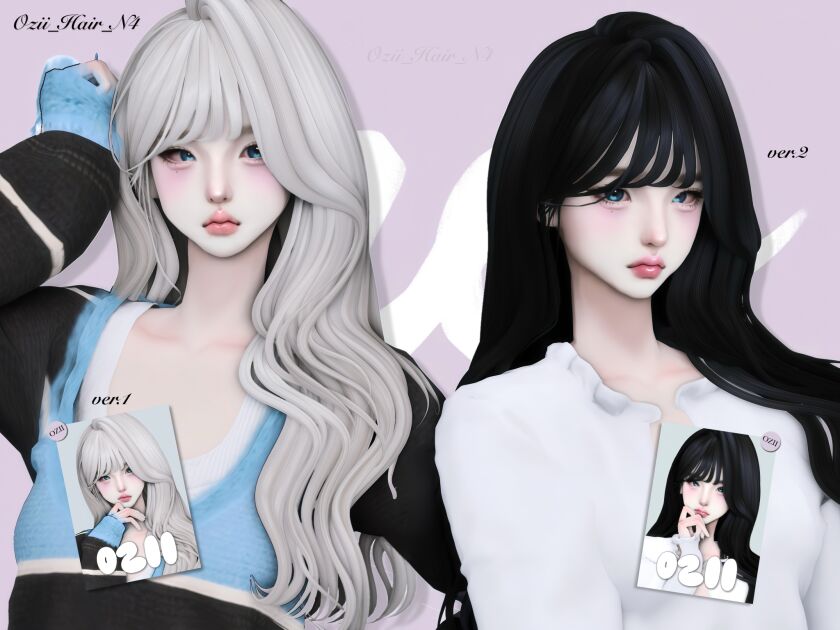 Stylish Ozii Hair N4 – 24 Swatches & Hat Compatible Sims 4 CC