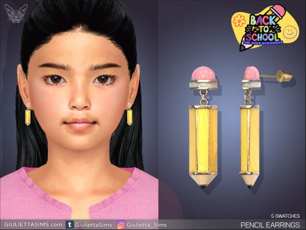 Stylish Pencil Earrings for Kids Sims 4 CC