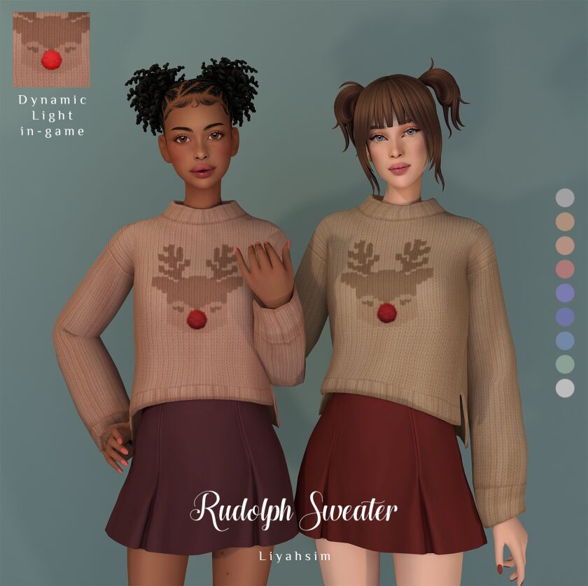 sims 4 cc rudolph sweater gift 2