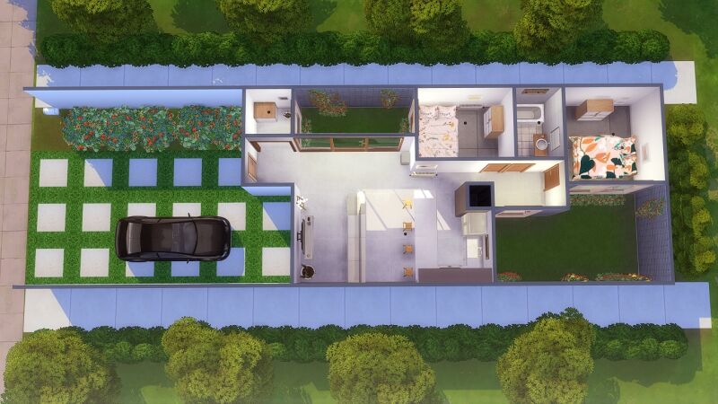 sims 4 cc small and modern house 9