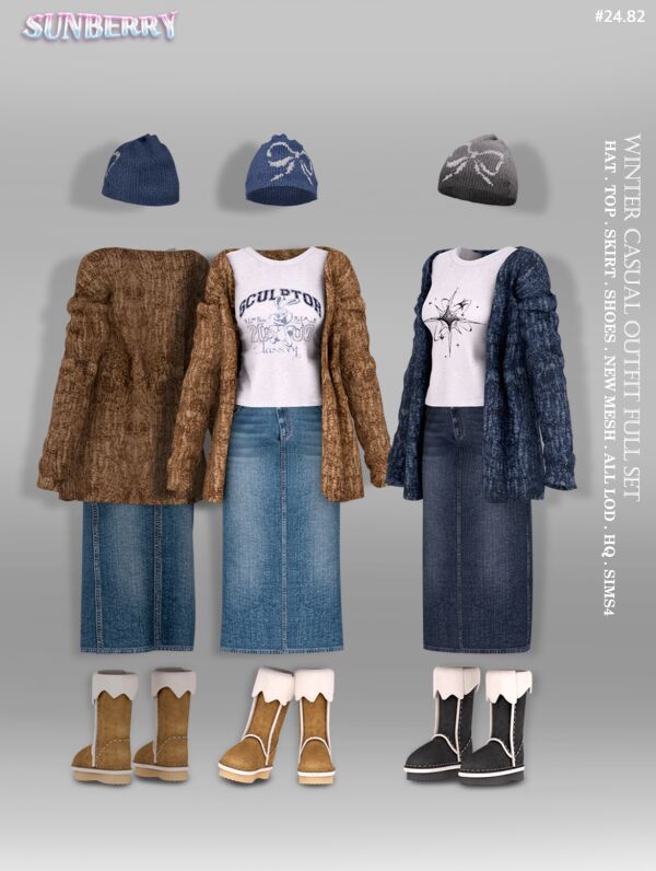 [Sunberry] #24.82 Winter Casual Outfit Full SET Sims 4 CC