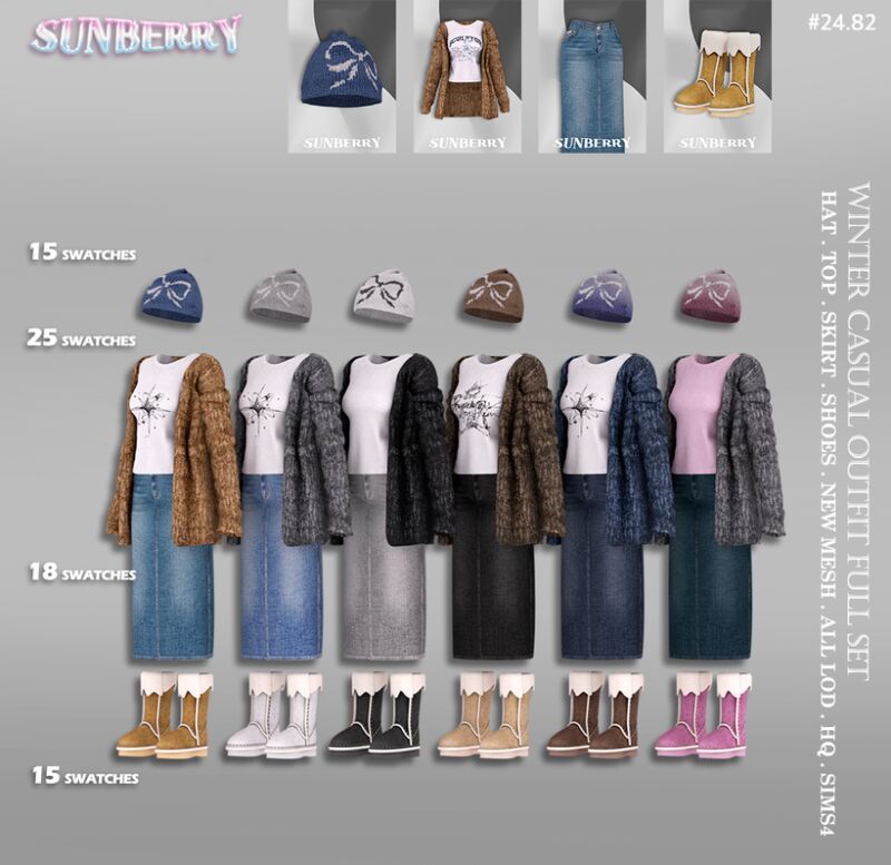 sims 4 cc sunberry 24 82 winter casual outfit full set 5