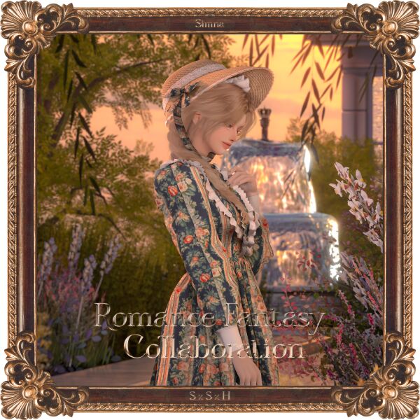 Romance Fantasy Collaboration – Anna Dress & Bonnet Hat Sims 4 CC