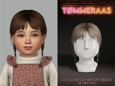 Tømmeraas | Anto Wednesday Hair Conversion for Toddlers Sims 4 CC