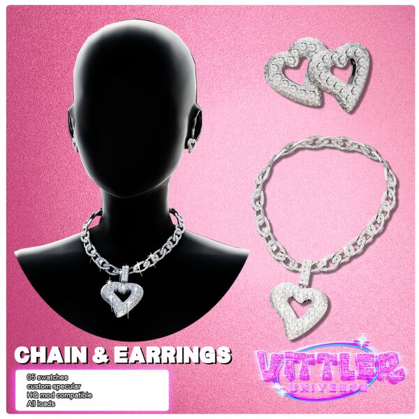 Endless Heart Chain Jewelry Set Sims 4 CC