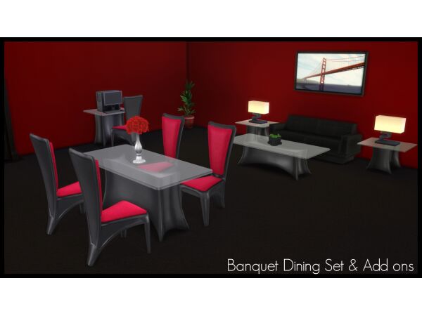 TS2 to TS4 – Banquet Dining Set & Add Ons Sims 4 CC