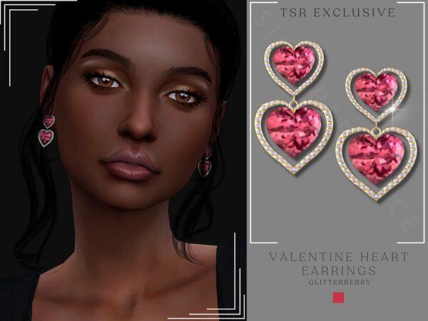 Valentine Heart Earrings by Glitterberryfly Sims 4 CC