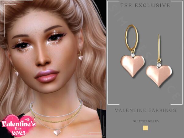 Stylish Valentine Hoop Earrings Sims 4 CC