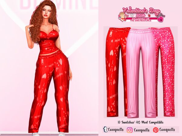 Valentine’s Day Pajamas Set N1 Sims 4 CC