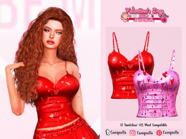 sims 4 cc valentines day pajamas set n1 pants by couquett 2