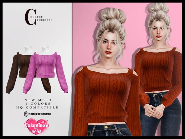 Valentine’s Day Top T-730 by Chordoftherings Sims 4 CC