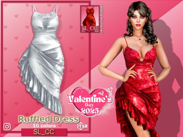 Valentine’s Day 2025 Ruffled Dress Sims 4 CC