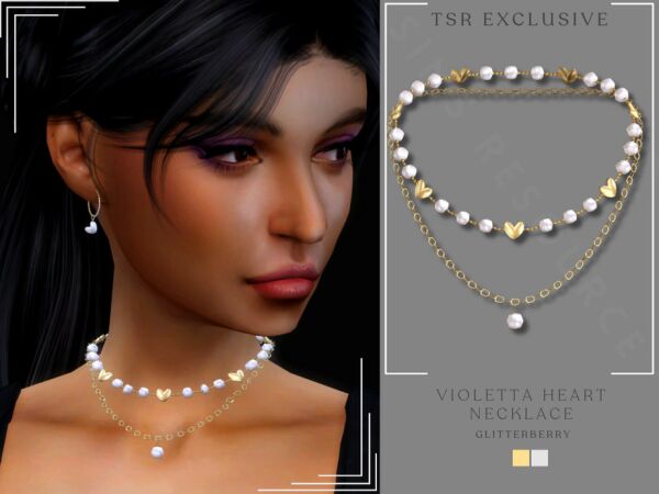 Violetta Heart Necklace – Beautiful Accessory Sims 4 CC