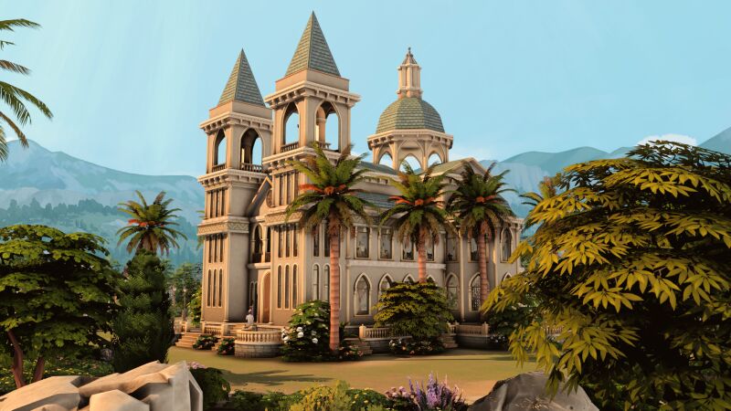 sims 4 cc wedding cathedral with cemetery by plumbobkingdom 2