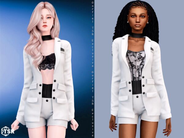 Zephyra – Blazer And Shorts With Corset By Garfiel Sims 4 CC